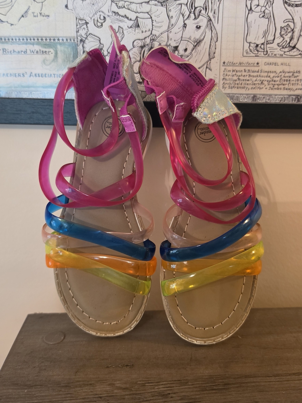 wonder nation Pink Rainbow Jelly Strap Sandals